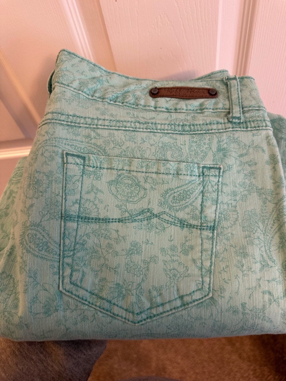 Ruff Hewn Mint Paisley Skinny Jeans - Picture 2 of 7